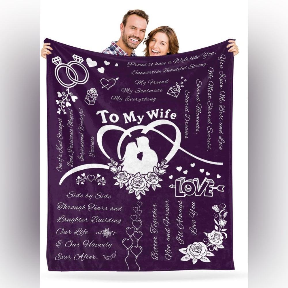 Wife Blanket 60 X 50 for Wife Birthday Gift Camping Blanket Wedding Anniversary